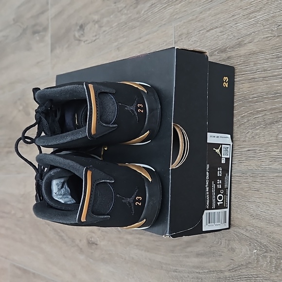 Jordan 6 retro dmp (td) black/metallic gold kids size 10c - Picture 4 of 5